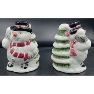 Snowman & tree salt & pepper shaker set 4" x 2 1/2" x 3"
